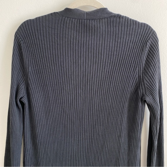 EILEEN FISHER 100% Tencel Dark Gray Ribbed Cardigan Size M - Picture 9 of 13